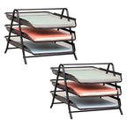 Mind Reader 3-Tier Paper Tray, Desktop Organizer, File Storage, Office, Metal Mesh, 11.75" L x 13.75" W x 10" H, Set of 2, Black - style: 2 Pack