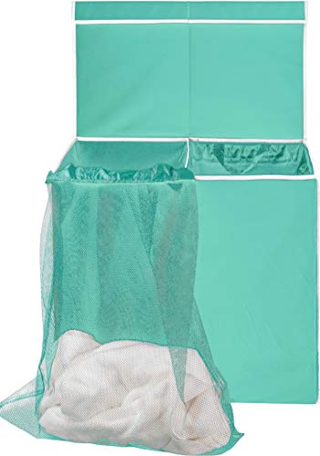 Simple Houseware Double Laundry Hamper with Lid and Removable Bags, Turquoise - color: Turquoise