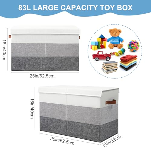 Mayniu Toy Box Storage Chest with Divider, Large Sturdy Toy Bin Organizer Basket with Lid for Kids, Boys, Girls, Nursery, Living Room, Bedroom, Playroom, Closet, 25"x13" x16"(Gradient Grey) - color: Large Gradient Grey