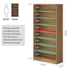 Tribesigns Tall Shoe Cabinet, 9 Tiers 40-45 Pairs Heavy Duty Wood Freestanding Shoe Storage Cabinet, 70.8'' Tall Shoe Cabinet with Open Storage for Entryway (1, Light Brown) - color: Light Brown
