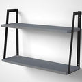 SRIWATANA Floating Wall Shelves, 2-Tier Rustic Wood Shelves for Bedoom, Bathroom, Living Room, Kitchen (Weathered Gray) - color: 3. Weathered Grey
