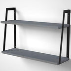 SRIWATANA Floating Wall Shelves, 2-Tier Rustic Wood Shelves for Bedoom, Bathroom, Living Room, Kitchen (Weathered Gray) - color: 3. Weathered Grey