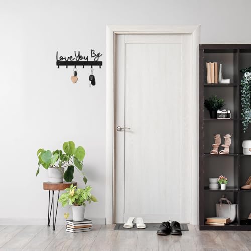 Key Holder Wall Mount Love You Bye Key Holder Hook Rack Organizer Hanger with 6 Hooks for Wall Express Love Art Sign Decor for Entryway Front Door(Hook Style,10 x 4) - size: 10 x 4", style: Hook Style