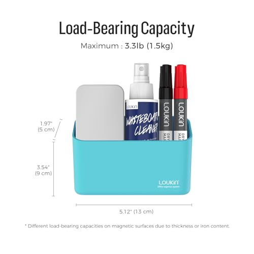 loukin Magnetic Marker & Remote Control Organizer, Dry Erase Marker Holder, Magnetic Storage for Whiteboard or Refrigerators (Sky Blue) - color: Sky Blue