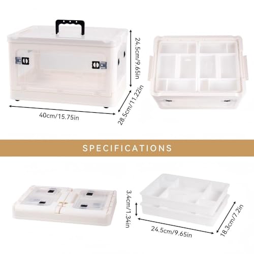 HEY FOLY 30qt Medicine Organizer Storage Box with 4-Side Opening Doors, White Foldable Medication Organizer Empty, Container Case Stackable First Aid Box for Home Storage - color: Foldable 30qt