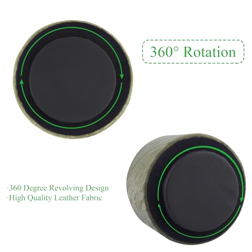 Hennaja Round Leather Art Supply Organizer,Remote Control Holder,360 Degree Spinning,Multi-Functional Pencil Holder,4 Compartments Desktop Stationary Organizer(1-Hill Green) - color: 1-Hill Green