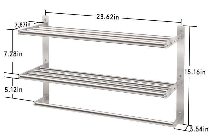 Hotel Towel Racks for Bathroom Wall Mounted, BETHOM 24 Inch Towel Shelf for Bathroom, 3-Tier Bathroom Towel Rack with Tower Bars, Brushed Nickel - color: Brushed-nickel, size: 24IN (1 Bar)