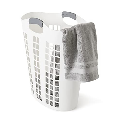 Gracious Living Easy Carry Flex Hamper, Large 87.5 Liter Lightweight Plastic Ventilated Laundry Basket Clothes Bin with Handles, White (4 Pack) - size: 4 Pack