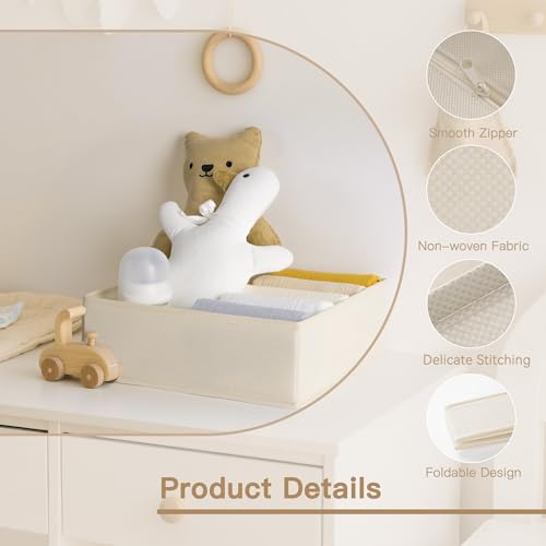 Criusia Drawer Organizer Clothes, 24 Pack Dresser Organizer for Baby Clothes, Underwear, Sock- Foldable Closet Organization and Storage Dividers Bins for Nursery, Bedroom and Dorm (Beige) - color: Beige, size: 24PACK