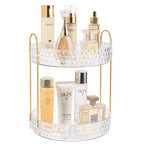 Rotating Makeup Organizer for Vanity, 2 Tier Perfume Skincare Storage for Women, Bathroom Counter Organizer, 360° Spinning Cosmetic Holder for Dresser Countertop, Clear - size: 2 Tier (Standard)