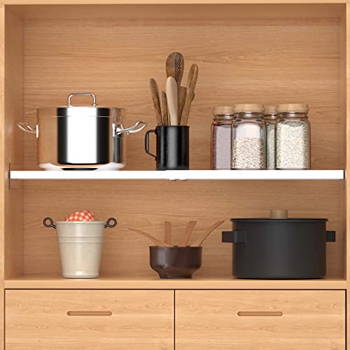 Closet Tension Shelf Expandable Cabinet Organizer Storage Shelf Heavy Duty Metal DIY Shelf Divider Separator for Cabinet Wardrobe Cupboard Kitchen Bedroom - size: 11.8"D x 16.9"-31.5" W-1PCS