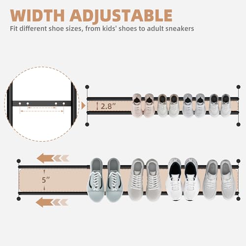 STORAGE MANIAC Long Expandable Shoe Rack, 24 Pairs Metal Wide Stackable Shoe Rack, Adjustable Shoes Shelf, Freestanding Shoes Organizer for Closet, Entryway, Hallway, Garage, Front Door, 4 Tiers - size: 4-tier