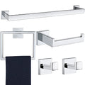 5 Pieces Bathroom Hardware Accessories Set Polished Chrome, 24Inch Bathroom Towel Rack Set SUS304 Stainless Steel, Square Bath Towel bar Set Wall Mounted, Heavy Duty - color: Polished Chrome, size: 24" 5pcs