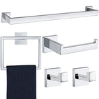 5 Pieces Bathroom Hardware Accessories Set Polished Chrome, 24Inch Bathroom Towel Rack Set SUS304 Stainless Steel, Square Bath Towel bar Set Wall Mounted, Heavy Duty - color: Polished Chrome, size: 24" 5pcs