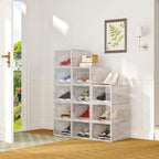 AWTATOS Shoe Storage Boxes, Thickened Shoe Storage Organizer with Clear Magnetic Door, Stackable Shoe Container with Lids, Collapsible Large Shoe Rack, Fit up to US Size 15, 10 Pack - size: 10 pack