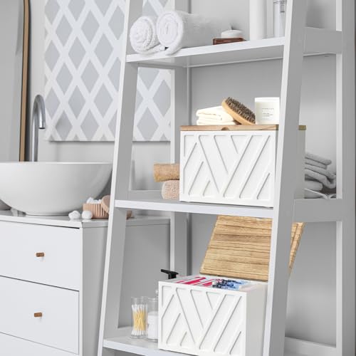 2 PCS White Tampon Holder for Bathroom Decor, Feminine Product Organizer With Lid, Shark Week Storage, Wood Pad Box for Toilet, Bathroom Accessories - color: 2Pcs-White