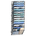 14 Tier Wall Hanging File Organizer, Paper Folder Holder Wall Mounted, Metal Mail Sorter for Office Home School, Black