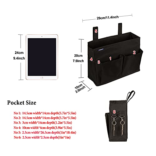 Surblue Caddy Hanging Organizer Bedside Storage Bag for Bunk and Hospital Beds, Black, Small - color: Black, size: Small