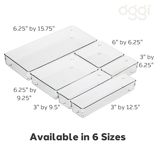 Oggi Clear Drawer Organizer | 3" X 12" | Pack of 2 | For Kitchen Drawers - size: 3" by 12" (Pack of 2)