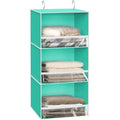 Simple Houseware 3 Shelf Hanging Closet Organizer with Front Stopper, Turquoise - color: Turquoise