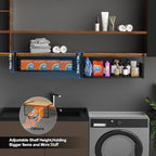 AmonHouseware 2Pack Under Shelf Basket, Adjustable Hanging Under Cabinet Shelf Storage, Hanging Holder Length Stretchable 14.9-22.6Inch for Kitchen Pantry Desk Counter Bookshelf Cupboard (Black) - color: Black
