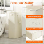 Lifewit 2 Pack Slim Laundry Hamper, Collapsible Narrow Laundry Basket, Small Tall Dirty Clothes Hampers with Handles for Bathroom Bedroom College Dorm, White, 65L - color: White
