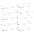 Dezzer 10 Pack Acrylic Shelves for Wall, 15" Clear Acrylic Floating Shelves for Bathroom Bedroom, Invisible Bookshelf Wall Ledge Storage Shelf Books Perfume Toys Action Figure Display Shelves - style: 15 inch 10-pack