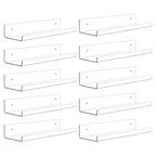 Dezzer 10 Pack Acrylic Shelves for Wall, 15" Clear Acrylic Floating Shelves for Bathroom Bedroom, Invisible Bookshelf Wall Ledge Storage Shelf Books Perfume Toys Action Figure Display Shelves - style: 15 inch 10-pack