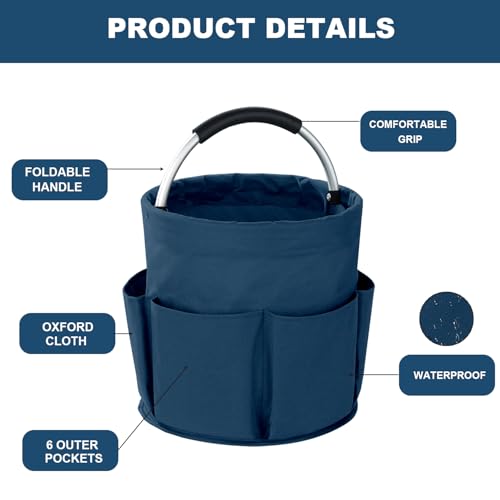 Cleaning Caddy with Handle, 17L Foldable Cleaning Supplies Organizer, Portable Storage Basket, Cleaning Supply Caddy, Multifunctional Cleaning Bucket Bag for Garden, Home, Kitchen (Blue) - color: Blue