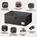 Dayacoco Underbed Storage with Wheels, 2 Pack Under Bed Storage Containers with Clear Lids, No Assembly Required 10.1 inch Rolling Under Bed Storage for Clothes, Blankets - size: 10.1 inch height-black
