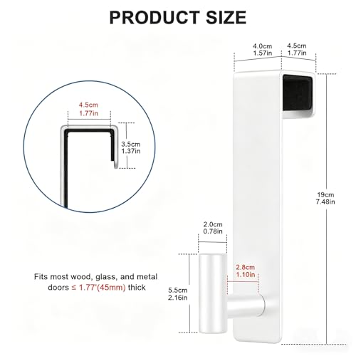 HUFEEOH 2-Pack Over The Door Hooks, Stainless Steel Door Hanger for Towels & Coats, Bathroom Towel Rack Coat Rack, Tool-Free Hooks for Hanging (White, Fits 1-3/4" Thick Door -T Shape 2 Pack) - color: White, size: Fits 1-3/4" Thick Door - "T" Shape 2 Pack