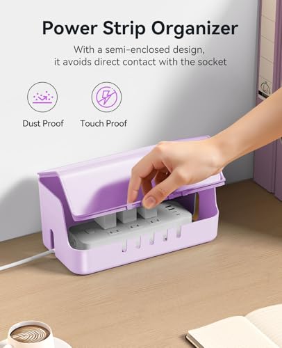 ORICO Cable Management Box with Phone Stand Lid, Large Cord Organizer Case for Hiding Power Strips & Surge Protectors, Heat Dissipation Desktop Wire Hider for Home, Office, School - PB02 - color: Purple