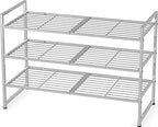 Simple Houseware 3-Tier Stackable Shoes Rack Storage Shelf, Silver - color: Silver, style: Wired Grid Panel