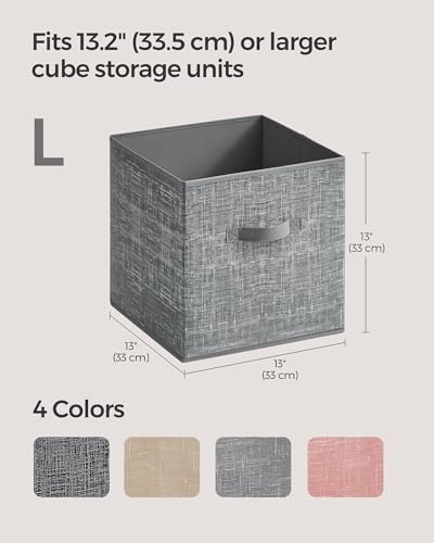 SONGMICS Storage Cubes, 13 x 13 x 13 Inches Non-Woven Fabric Bins with Double Handles, Set of 8, Closet Organizers for Shelves, Foldable, for Clothes, Cattail Gray UROB833G01 - color: Cattail Gray, size: 8 Pack (13"L x 13"W x 13"H)