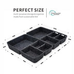 Welaxy 2-piece Junk Drawer Organizer bin 4 Compartments Office home dorm 2 dividers Felt Trays Drawers Multi-Purpose Storage (Charcoal x 2) - color: Charcoal