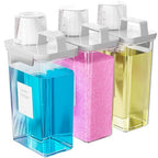 77.8OZ Laundry Detergent Dispenser Container, 3 Pack Liquid Laundry Dispenser, Plastic Detergent Dispenser for Laundry Room/Powder/Fabric Softener with 6 Labels, Clear - color: 3Pack 77.8OZ NO Tray