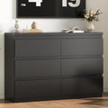 Jocoevol Modern Black 6 Drawer Dresser - Simply Chest of Drawers for Bedroom, Closet, Living Room, Hallway, Entryway, Wood Storage Double Dresser with Smooth Metal Rails - Black - color: Black