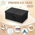 Geelin 4 Pcs Under Bed Storage with Wheels 10" High Underbed Containers with Lids Large Rolling Under Bed Organizer with Handles Underbed Clothes Storage Bins for Clothes Blankets Shoes (Black,24'' L)