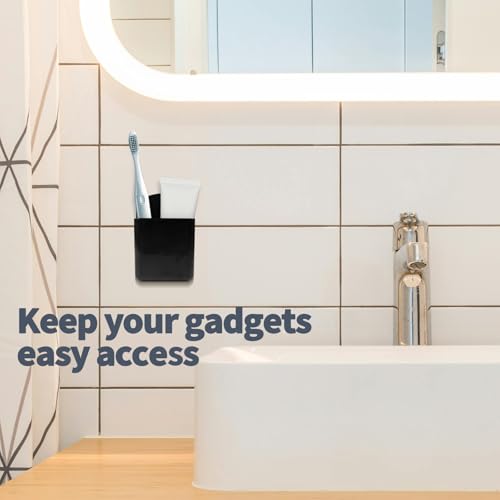 2 PCS Remote Control Holders Wall Mount, Self Adhesive TV Air Conditioner Remote Control Holder, Wall Mount Storage Box Organizer Wall Pen Holder Storage for Home Office School - color: White+Black