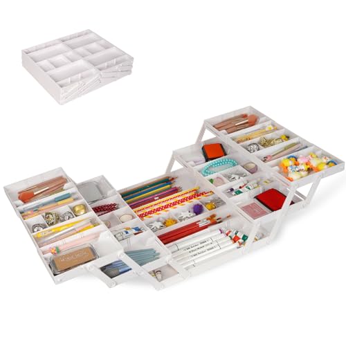 3 Tier Drawer Organizer - Expandable Junk Drawer Organizer Smart Office Supply Organizer, Folding Kitchen Tool Storage Multi Level Desk Organizer for Makeup, Jewelry Storage(2 Row 3 Tier, White) - color: White, size: 2 Row 3 Tier