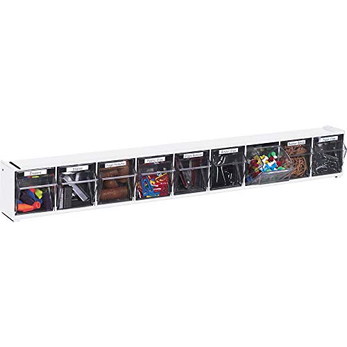 Deflecto Interlocking Tilt Bin, 9 Bin Unit, Clear and White, 23-5/8” x 3-5/16” x 2-5/8” (20903OP) - style: 9 Bins