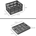 Eslite 34L Large Plastic Folding Storage Crates,Collapsible Crates for Storage,Pack of 3 (Grey) - color: Grey
