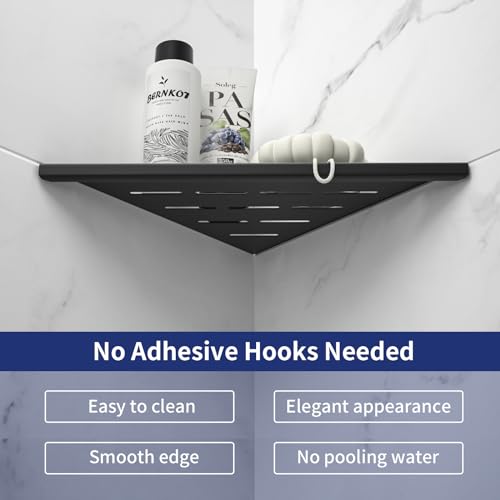 10'' Corner Shower Shelf 2PCS, 304 Stainless Steel Grout in Bathroom Shelves for Tiled Wall (10'', Black) - color: Black, size: 10''