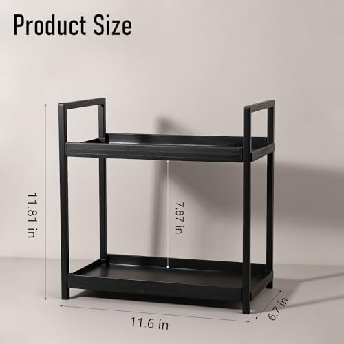 Anyoifax Bathroom Counter Organizer 2 Tier Vanity Storage Countertop Shelf Makeup Organizer Perfume Tray Skincare Holder for Sink, Dresser, Kitchen, Small Black - color: Black, size: Small