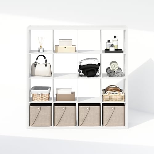 Furinno Cubic Closet Organizers and Storage, 16-Cube Closet Organizer, Open Shelf Closet Storage, Extra Thick Frame for Wardrobe, Bedroom, Living Room, White - color: White, size: 16-Cube