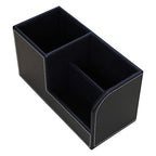 KINGFOM Desk Organizer Office Supplies Caddy Pu Leather Multi-function Storage Box Pen/Pencil,Cell phone, Business Name Cards Remote Control Holder Black - color: S-black