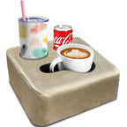 Couch Cup Holder Pillow Tray! Keep Drinks Hand Reach and KeepTemp, Prevent Spills and Use Anywhere. Cup Holder for Couch, Bed, Car, Courtyard, Park, Beach. Pink. Light Khaki - color: Light Khaki, size: 9.4" x 9.4" x 3.9"