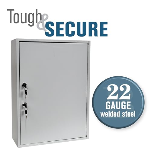 BankSupplies STEELMASTER 320 Key Cabinet - Dual Lock Control Key Box - Welded 22 Gauge Steel Construction - Scratch Resistant - Write-On Key Tags for Easy Identification