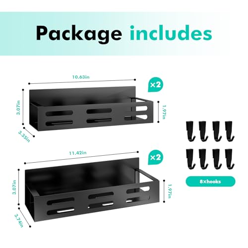 SETBAOO 4 Pack Magnetic Spice Rack for Refrigerator, Black Magnetic Shelf and Fridge Kitchen Storage Cabinet Organizers Seasoning Organization Mini Shelves, Organizadores de Cocina - size: 4 Pack Black-D
