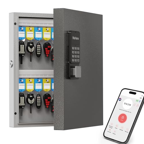 32 Key Lock Box Wall Mount, Smart Key Cabinet One Time Password/APP Bluetooth/Fixed/Wi-Fi Remote/Key Unlock, Key Management for Valets/Realtors/Office/Hotel - size: 32 Key(Smart)